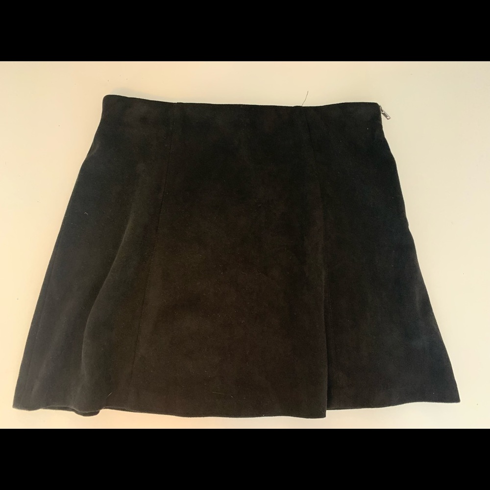 Brandy Melville black suede side-zip skater skirt